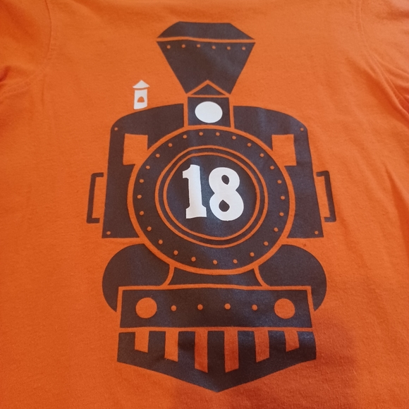Jumping Beans Train Engine Graphic Tee Front & Back Orange Boy Sz 4T - Picture 4 of 4